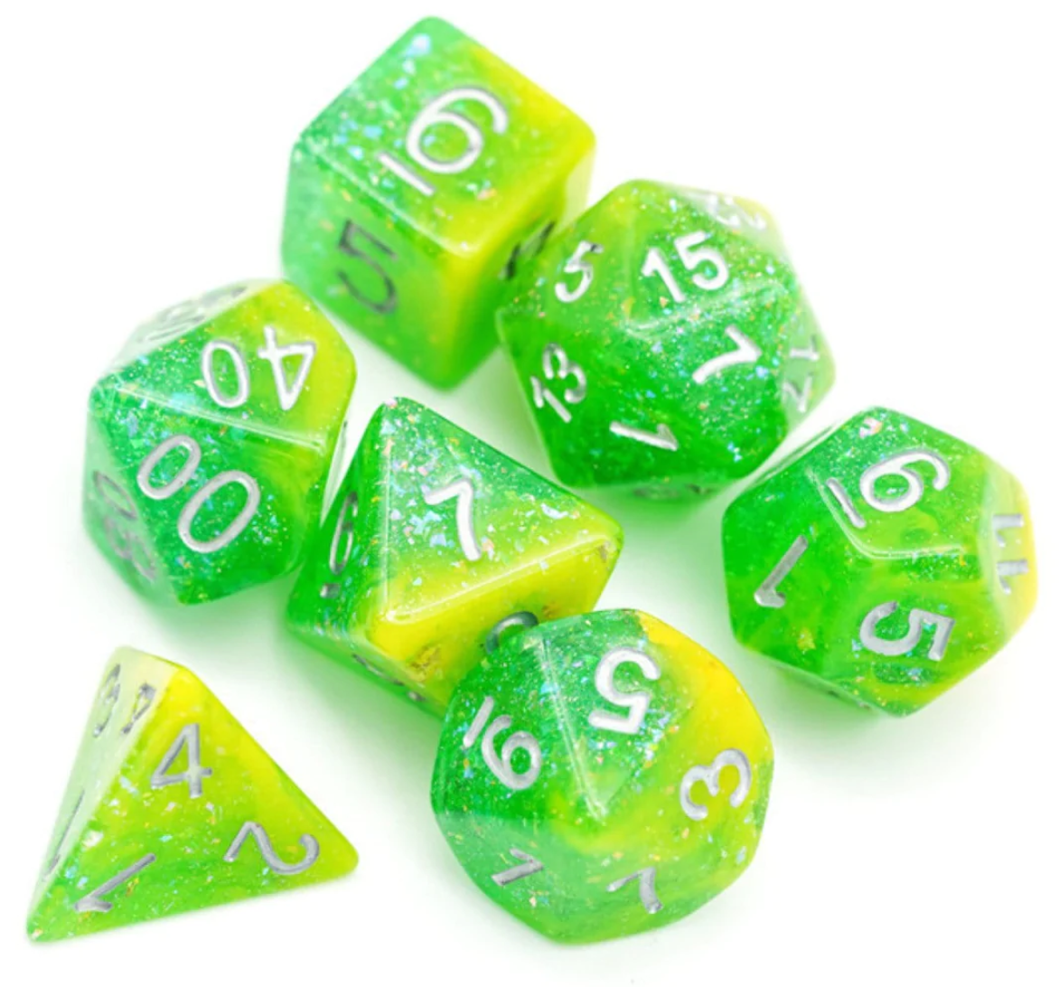 Foam Brain - Yellow & Green Seabed Treasure RPG Dice Set