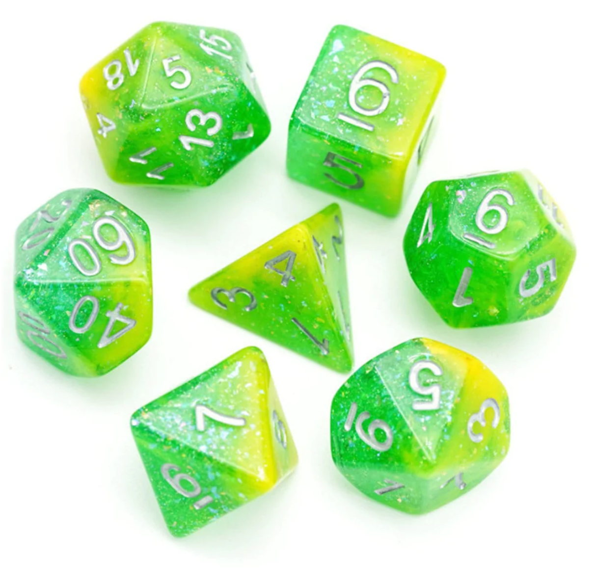 Foam Brain - Yellow & Green Seabed Treasure RPG Dice Set