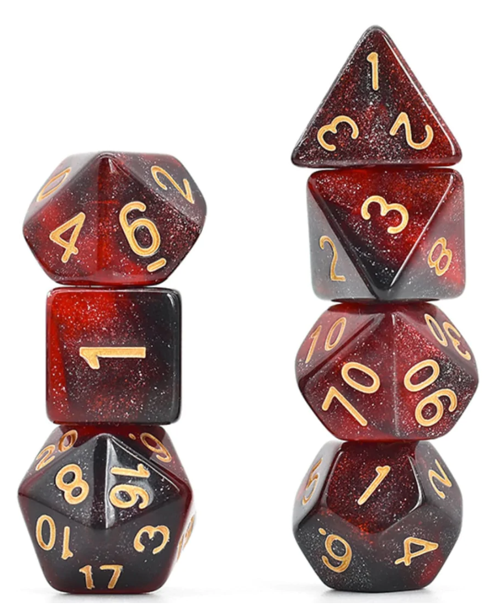 Foam Brain - Black & Red Galaxy RPG Dice Set