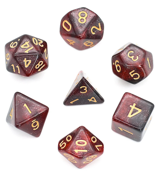 Foam Brain - Black & Red Galaxy RPG Dice Set