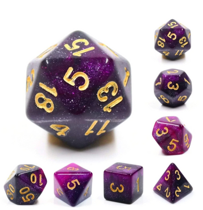 Foam Brain - Black & Purple Galaxy RPG Dice Set