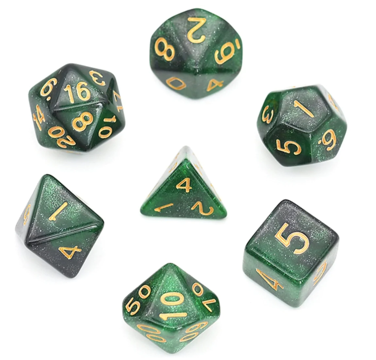 Foam Brain - Black & Green Galaxy RPG Dice Set