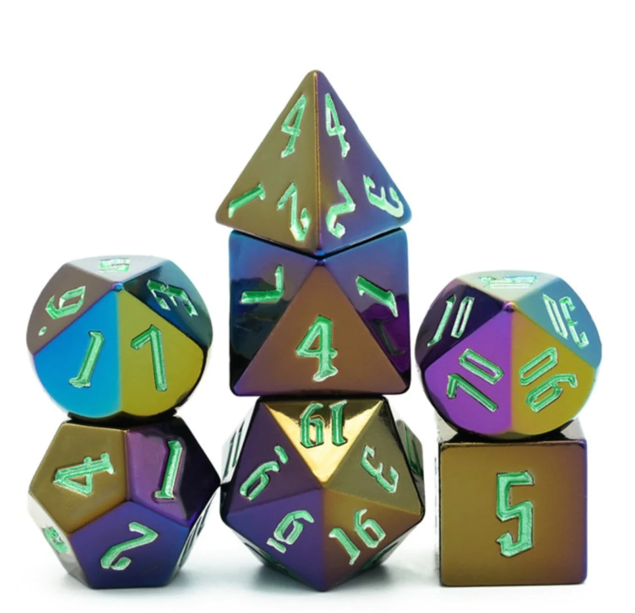 Foam Brain - Jumbo Metallic Dice Set with Green Font