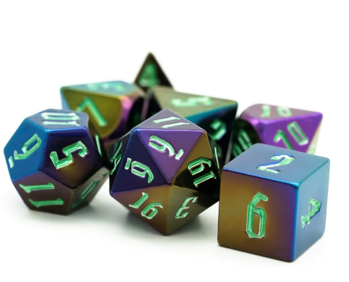 Foam Brain - Jumbo Metallic Dice Set with Green Font