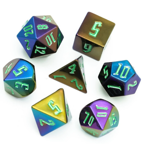 Foam Brain - Jumbo Metallic Dice Set with Green Font