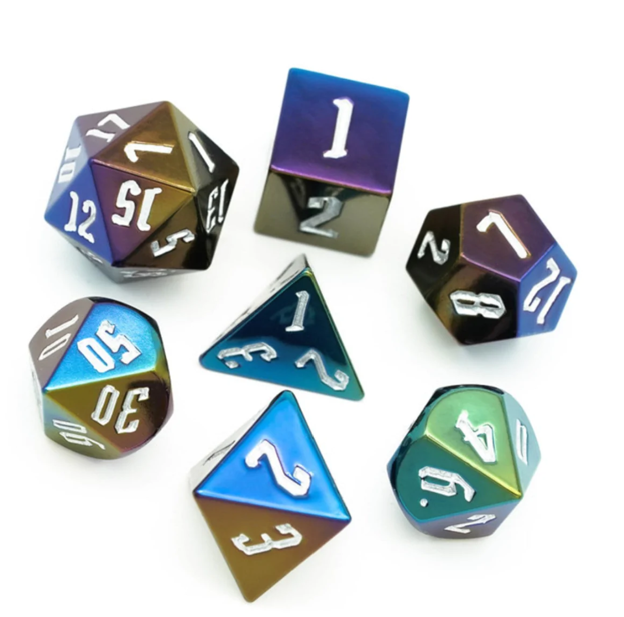 Foam Brain - Jumbo Metallic Dice Set with Silver Font