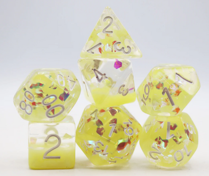 Foam Brain - Milk Yellow with Shimmer Diamond Filled RPG Dice