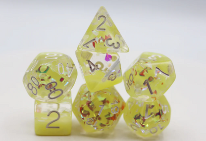 Foam Brain - Milk Yellow with Shimmer Diamond Filled RPG Dice