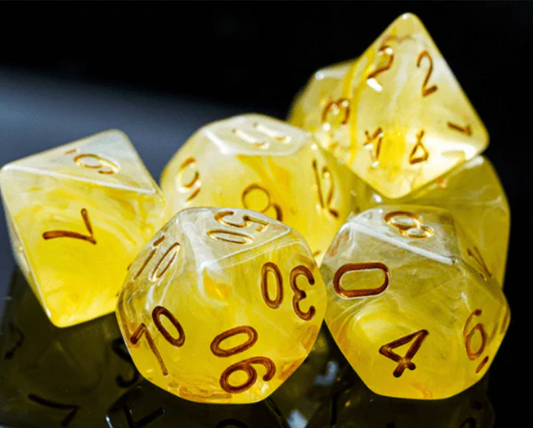 Foam Brain - Yellow Silk Translucent Dice RPG Dice Set