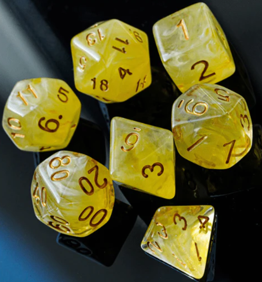 Foam Brain - Yellow Silk Translucent Dice RPG Dice Set