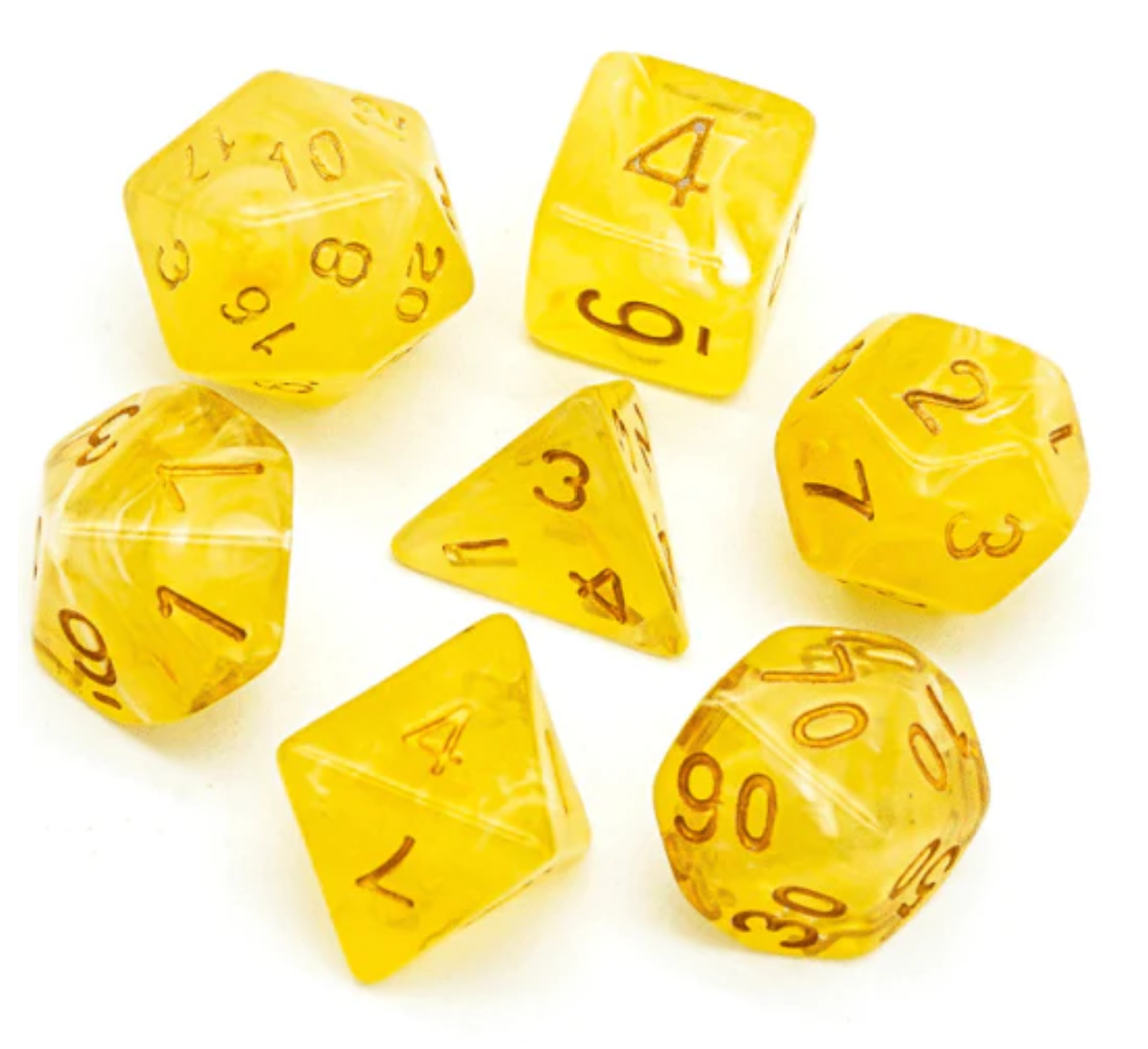 Foam Brain - Yellow Silk Translucent Dice RPG Dice Set