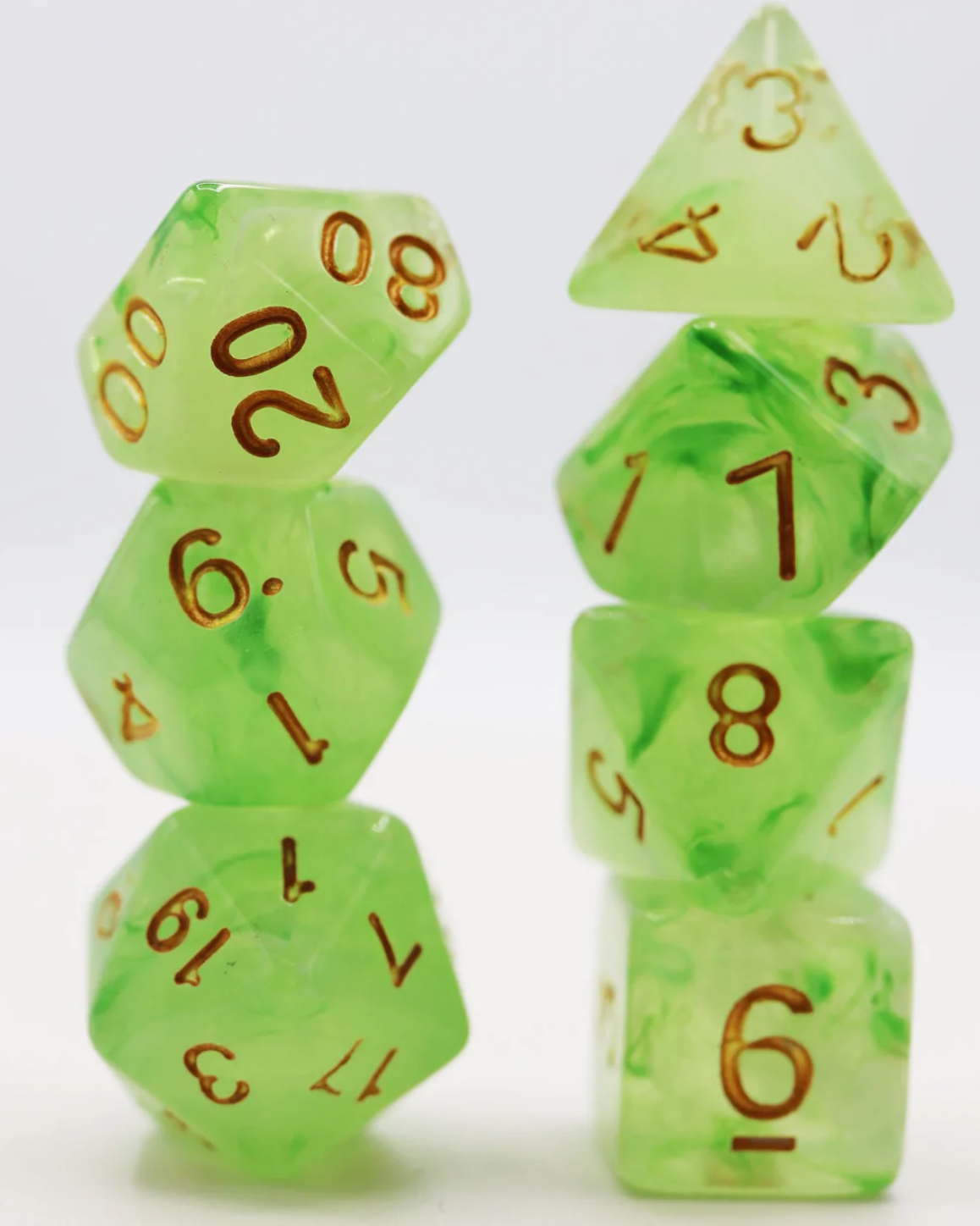 Foam Brain - Green Silk Translucent Dice RPG Dice Set