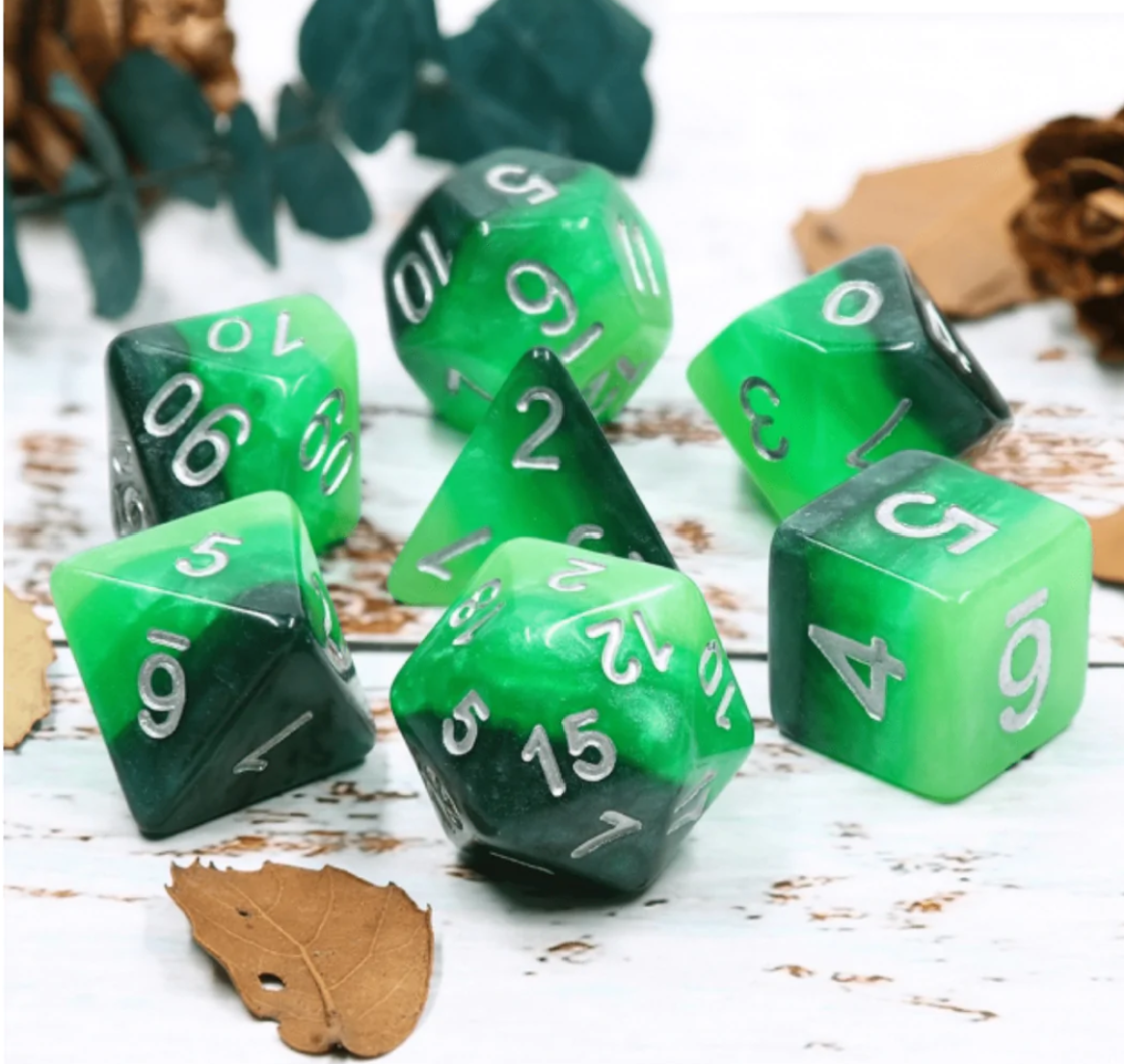 Foam Brain - Green Gradient RPG Dice Set