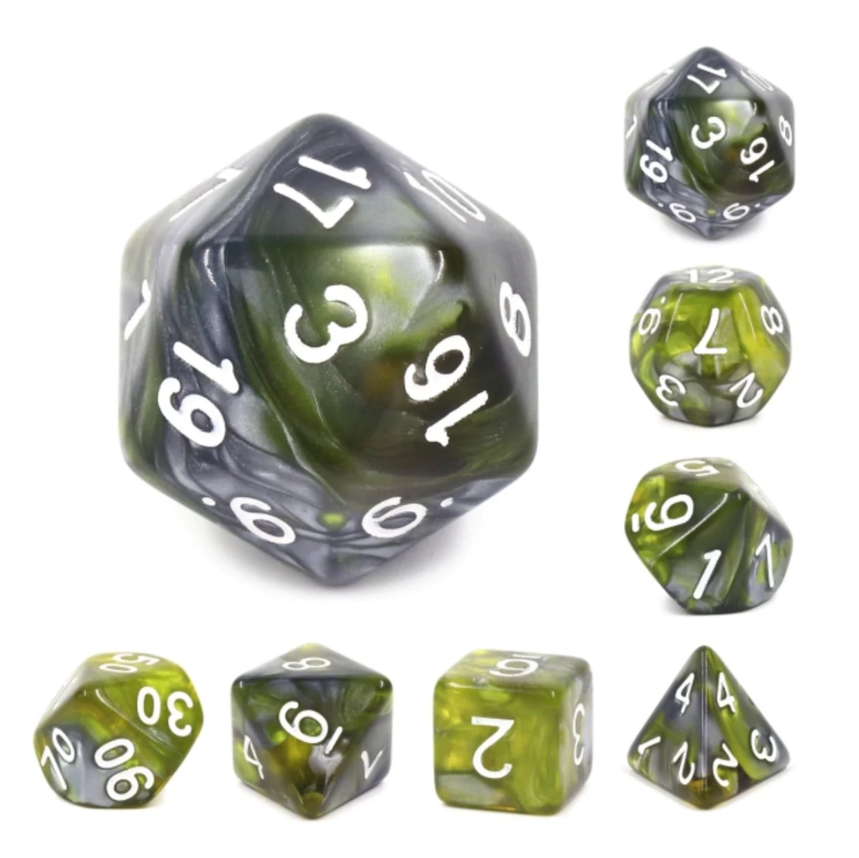 Foam Brain - Green Flow RPG Dice Set