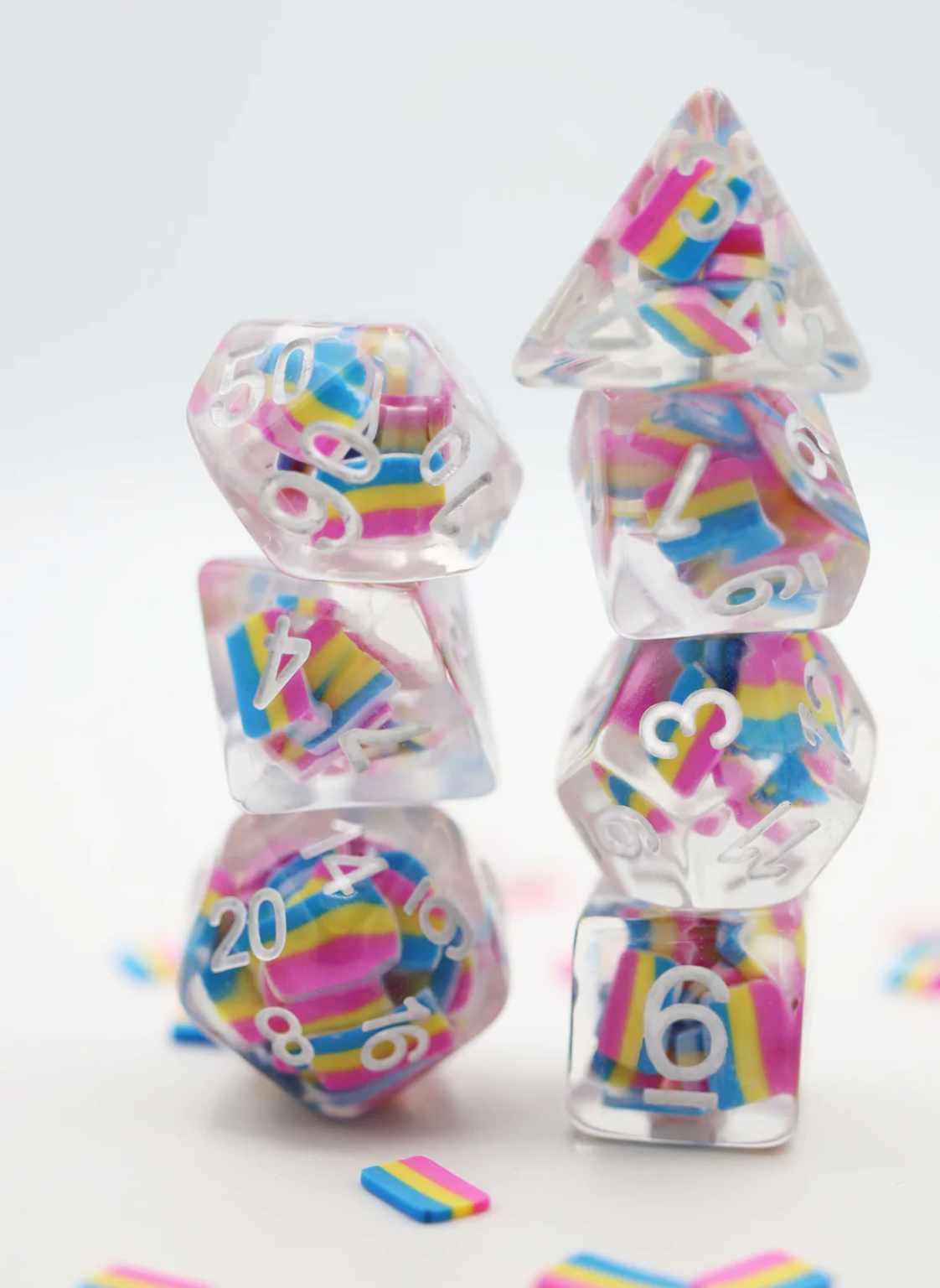 Foam Brain - Pansexual Flag RPG Dice Set