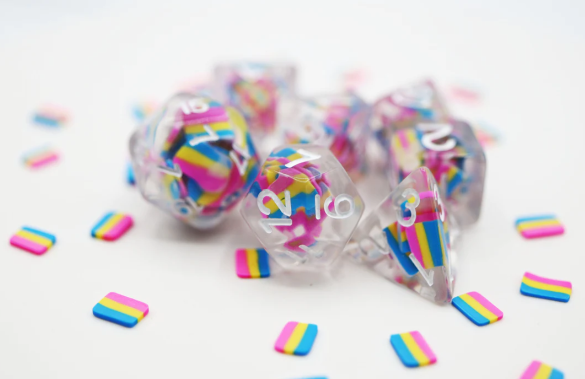 Foam Brain - Pansexual Flag RPG Dice Set