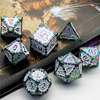Foam Brain Games - DAGGER OF VENOM: WHITE RAINBOW RPG METAL DICE SET