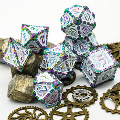 Foam Brain Games - DAGGER OF VENOM: WHITE RAINBOW RPG METAL DICE SET