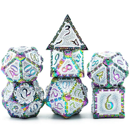Foam Brain Games - DAGGER OF VENOM: WHITE RAINBOW RPG METAL DICE SET