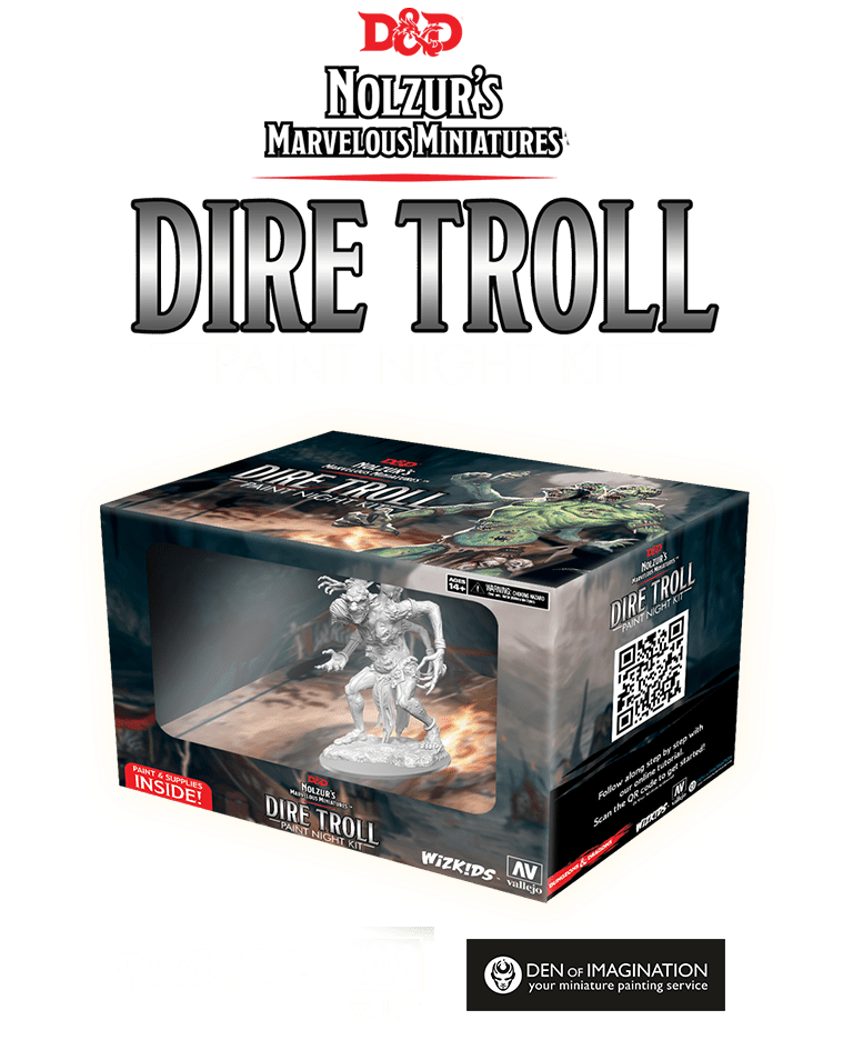 D&D Nolzur’s Marvelous Miniatures: Dire Troll Paint Night Kit