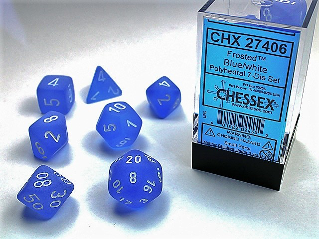 Chessex - Frosted™ Polyhedral Blue/white 7-Die Set