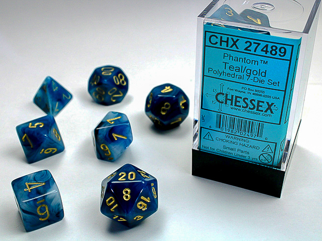 Chessex - Phantom® Polyhedral Teal/gold 7-Die Set