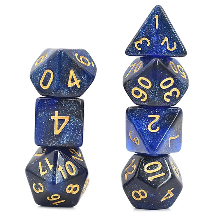 Foam Brain - Black and Blue Galaxy RPG Dice Set