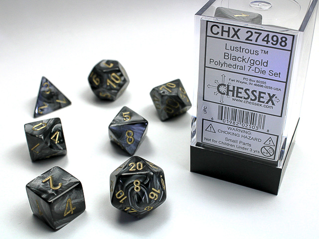 Chessex - Lustrous® Polyhedral Black/gold 7-Die Set