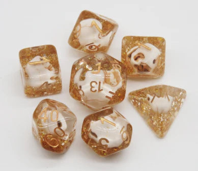 Foam Brain - SKULL AND GOLD GLITTER RPG DICE SET