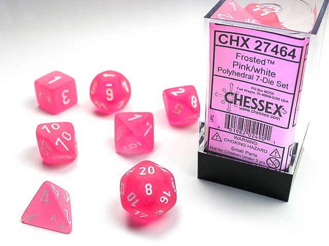 Chessex - Frosted™ Polyhedral Pink/white 7-Die Set