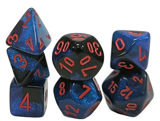 Chessex - Gemini Black-Starlight / Red Mini Polyhedral 7 Die Set