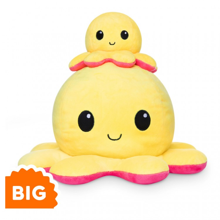 BIG Reversible Octopus Plush Yellow/Red