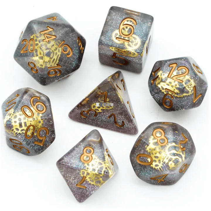 Foam Brain - GLITTER GEARWHEEL RPG DICE SET