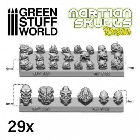 Green Stuff World - Resin Martian Alien Skulls