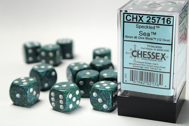 Chessex - Speckled® 16mm d6 Sea™ Dice Block™ (12 dice)