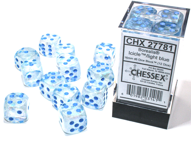 Chessex - Icicle/Light Blue-Borealis-12 Die Set