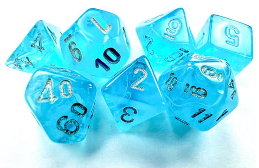 Chessex - Luminary Sky/Silver Mini Polyhedral 7 Die Set