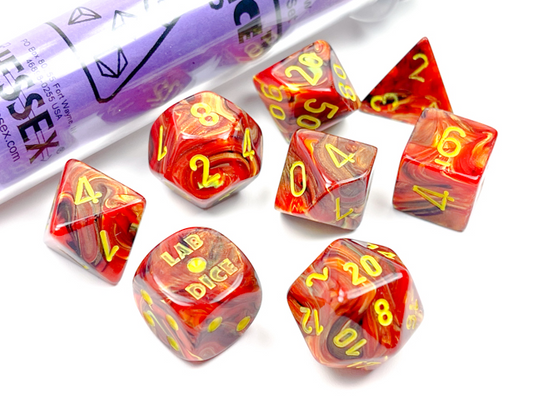 Chessex Lab - Vortex Underworld/Yellow Polyhedral 7-Die Set