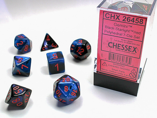Chessex - Gemini Black - Starlight/Red Polyhedral 7-Die Set