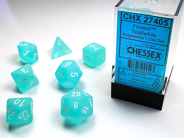 Chessex - Frosted™ Polyhedral Teal/white 7-Die Set