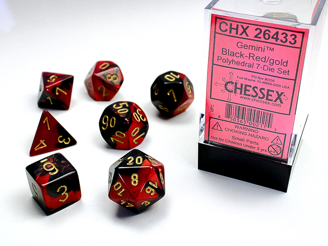 Chessex - Gemini Black - Red/Gold Polyhedral 7-Die Set