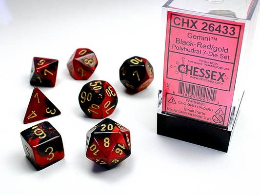 Chessex - Gemini Black - Red/Gold Polyhedral 7-Die Set