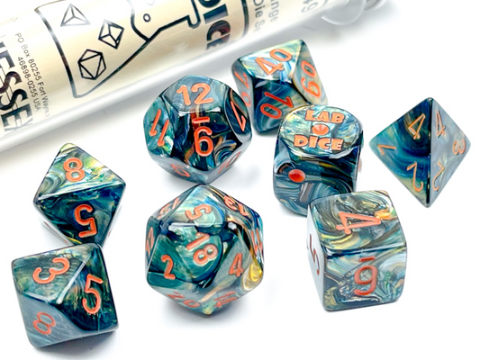 Chessex Lab - Lustrous Alpestris/Orange Polyhedral 7-Die Set