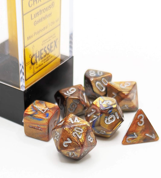 Chessex - Lustrous Gold/Silver Mini Polyhedral 7 Die Set