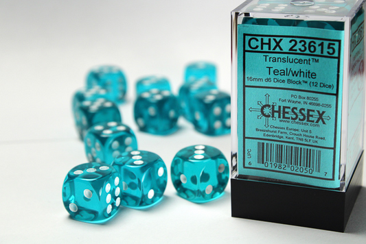Chessex-Teal/White-Translucent-12 Die Set