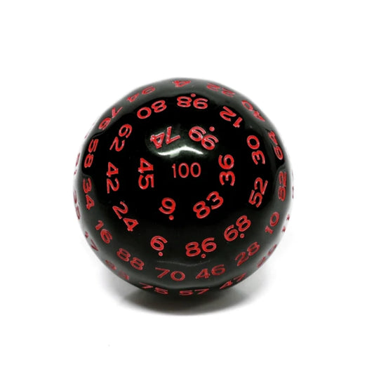 Foam Brain - 100 SIDED DIE - BLACK OPAQUE WITH RED D100