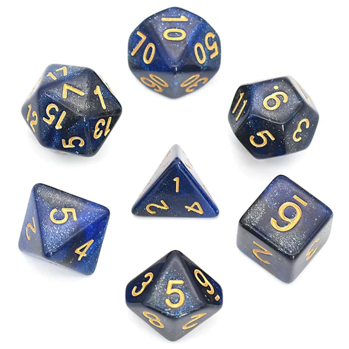 Foam Brain - Black and Blue Galaxy RPG Dice Set