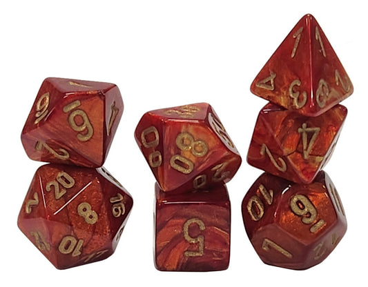 Chessex- Scarab Scarlet/Gold Mini Polyhedral 7 Die set