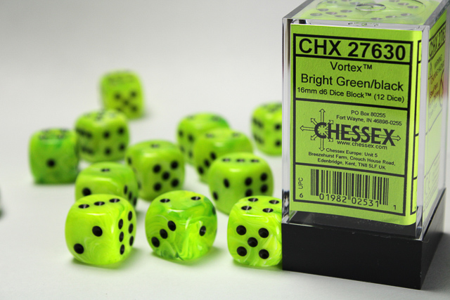 Chessex - Bright/Green-Vortex-12 Die Set