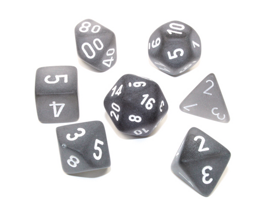 Chessex - Frosted™ Polyhedral Smoke/white 7-Die Set
